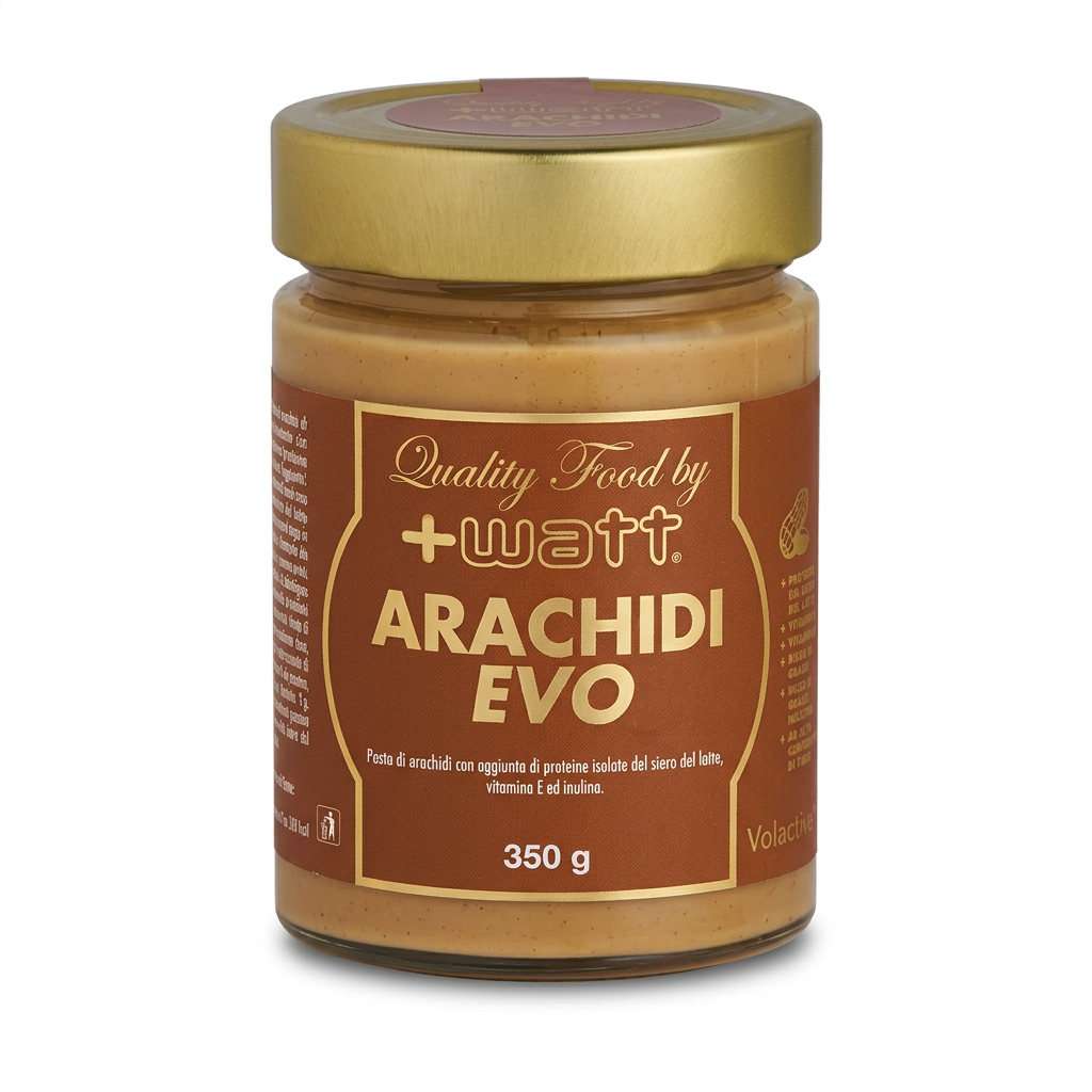 +Watt Arachidi EVO 350 g su sfondo bianco