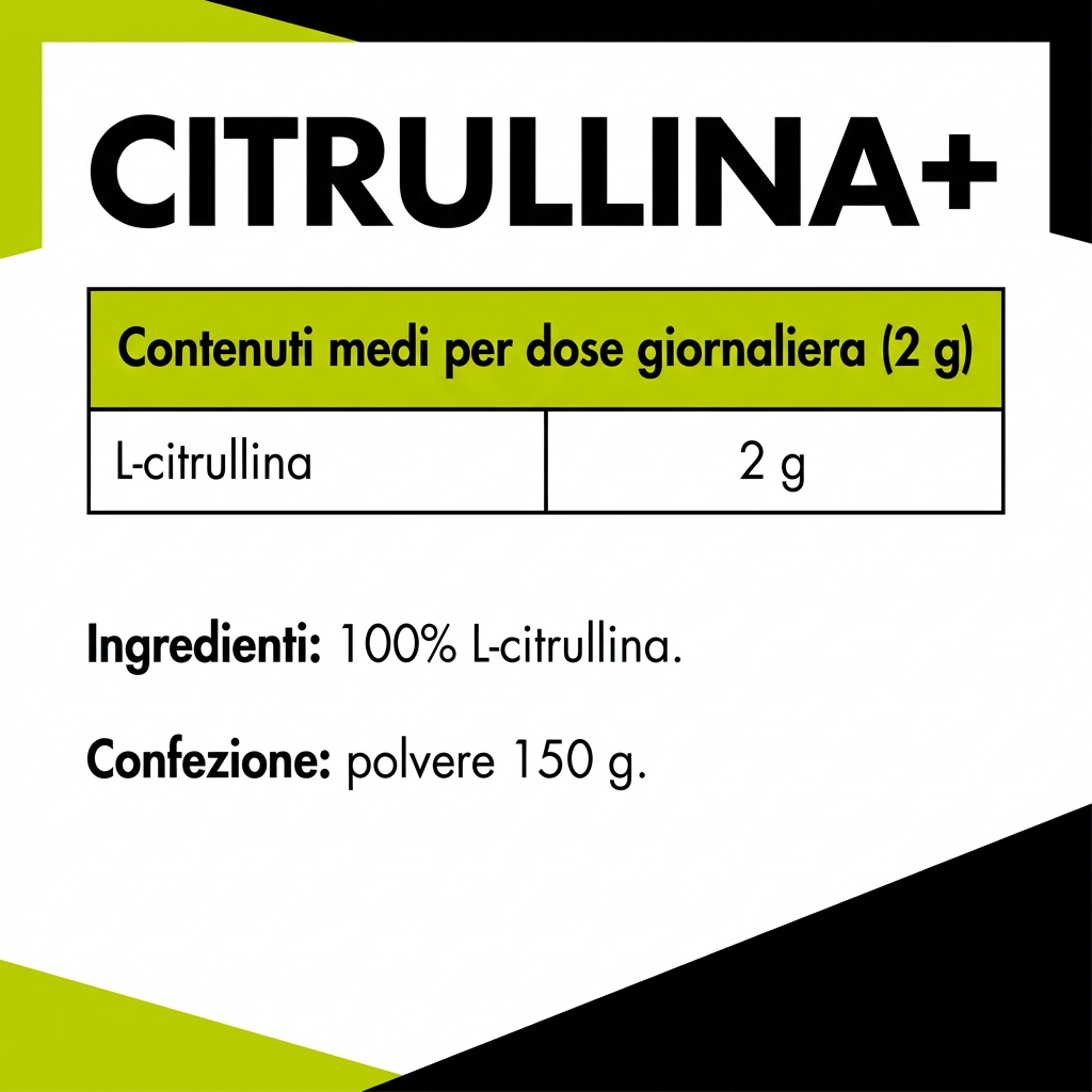 Citrullina+ valori per dose giornaliera di 2 g: L-citrullina 2 g